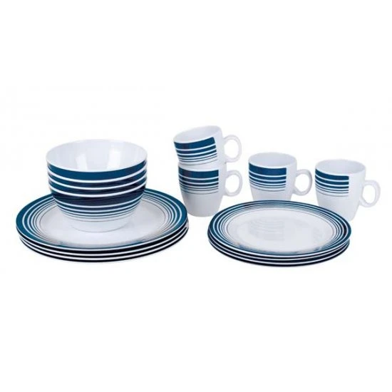 Bo-Camp Servies 100 Melamine 16 Delig Wit Navy 3 Bo-Camp Servies 100 Melamine 16 Delig Wit Navy
