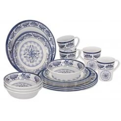 Bo Camp Servies 100 Procent Melamine 16 Delig Old Dutch Blauw